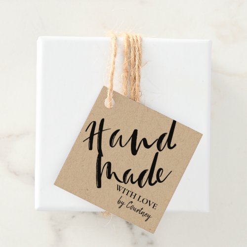 Rustic Handmade with love Script Favor Tags