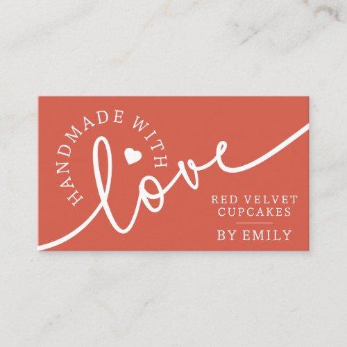Rustic Handmade with Love Script Heart Baked Goods Business Card