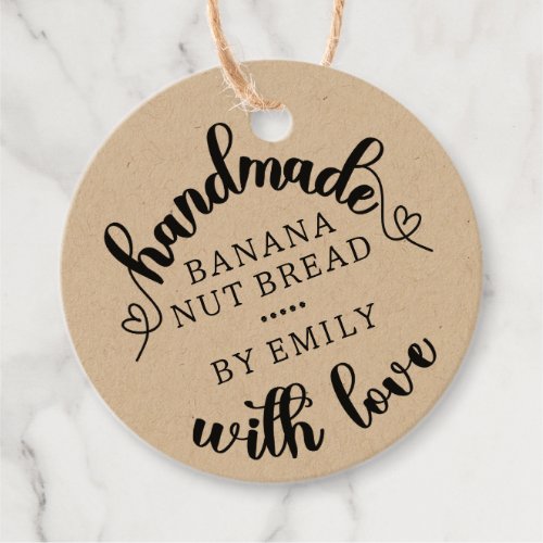 Rustic Handmade with Love Script Heart Kraft Paper Favor Tags