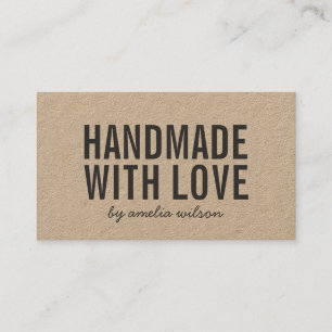 Rustic Handmade With Love Social Media Kraft Business Card
