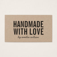 Rustic Handmade With Love Social Media Kraft Business Card