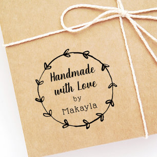 Rustic Handmade with Love Wreath Self-inking Stamp