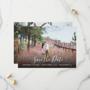 Rustic handwritten elegant photo wedding save the date