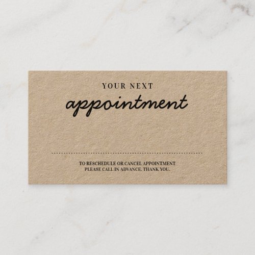 Rustic Handwritten Modern Minimalist Reminder  Appointment Card