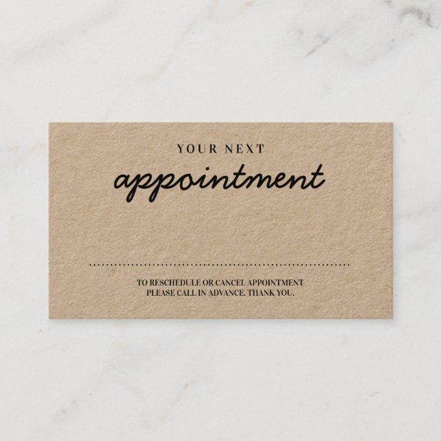 Rustic Handwritten Modern Minimalist Reminder  Appointment Card (Front)