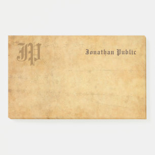 Rustic Handwritten Text Elegant Vintage Monogram Post-it Notes