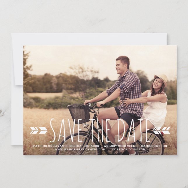 Rustic Handwritten Typography Tribal Save the Date (Front)