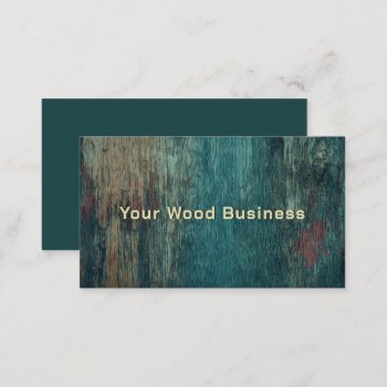 Rustic Handyman Carpenter Teal Country Wood Grain Business Card by MargSeregelyiPhoto at Zazzle