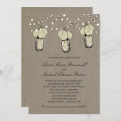Rustic Hanging Mason Jar Hydrangea Wedding Invitation (Front/Back)