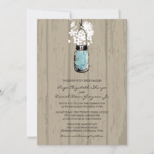 Rustic Hanging Mason Jar Wedding Invitation