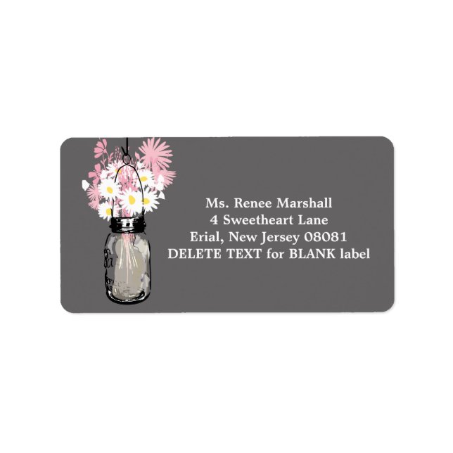 Rustic Hanging Mason Jar Wedding Label (Front)