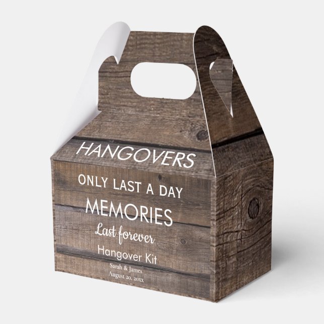 Rustic Hangover Kit Barn Country Wedding Party  Favor Boxes (Front Side)