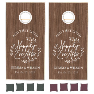 Rustic Happily Ever After Personalized Wedding Cornhole Set
