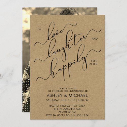 Rustic Happily Ever After Photo Kraft Engagement Invitation