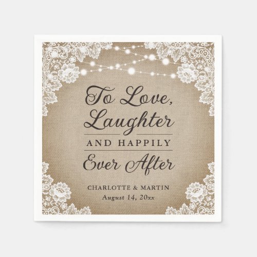 Rustic Happily Ever After Wedding Napkins