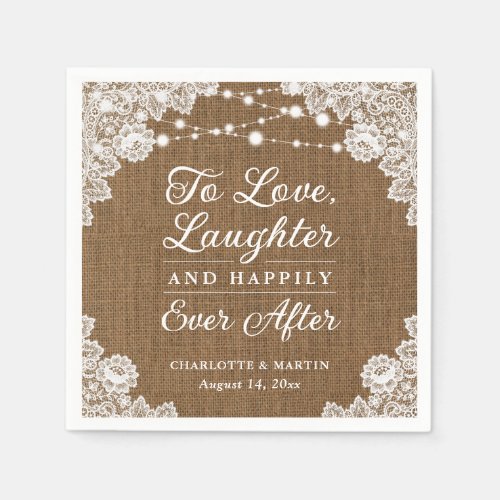 Rustic Happily Ever After Wedding Napkins