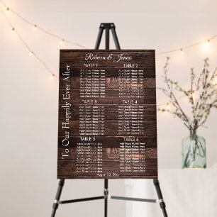 Rustic Happily Ever After Wedding Seating Chart Foam Board