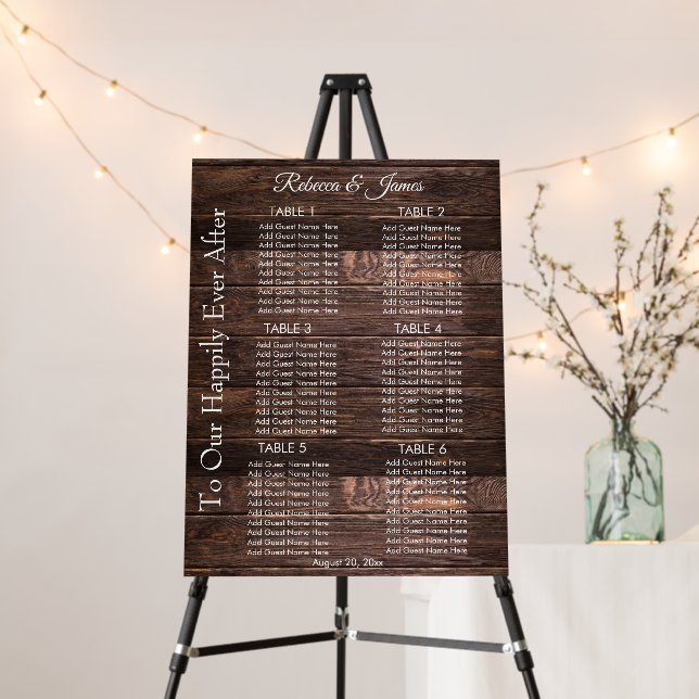 Rustic Happily Ever After Wedding Seating Chart   Foam Board (In Situ (Stand))