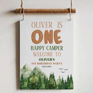 Rustic Happy Camper First Birthday Green Forest Foam Board