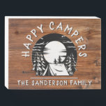 Rustic Happy Campers Family Name Camping Wooden Bo Wooden Box Sign<br><div class="desc">This rustic style wooden box sign features a wood background,  as well as black and white Happy Camper text,  that can also be customized with your family's name. The tent,  pine trees,  and moon background add a nice graphic touch to this design,  so that you can camp in style.</div>