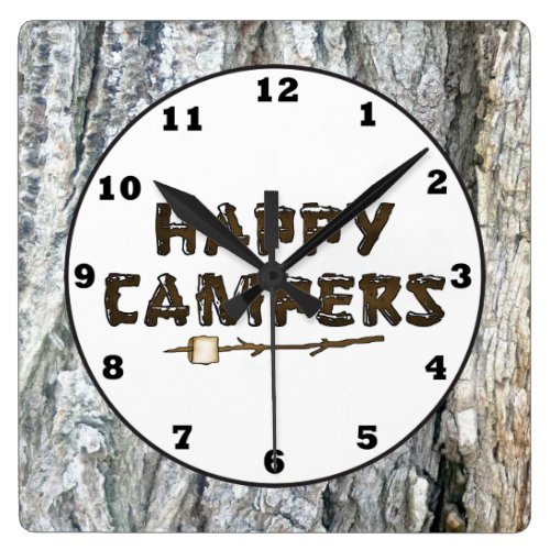 Rustic Happy Campers wall clock
