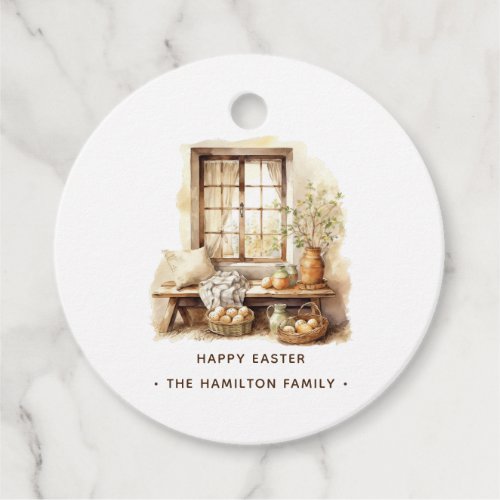 Rustic Happy Easter Personalized Family Name Favor Tags