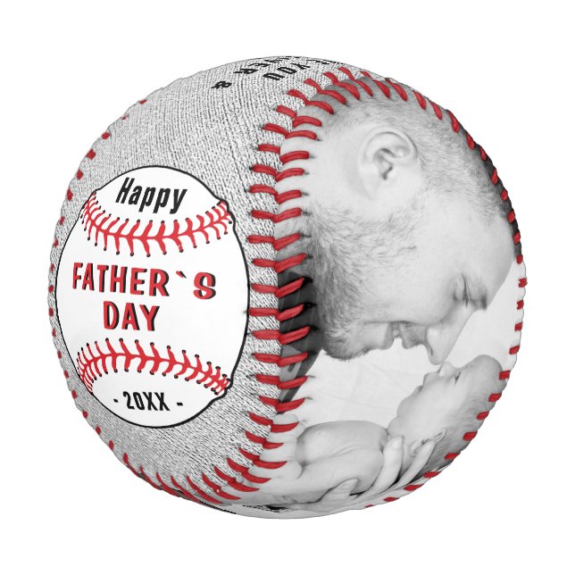 Rustic Happy Father`s Day 2 Photo Collage Baseball (Angled)