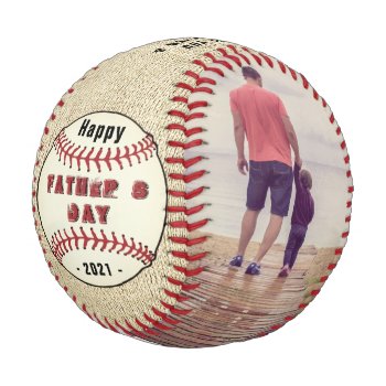 Rustic Happy Father`s Day 2 Photo Collage Baseball