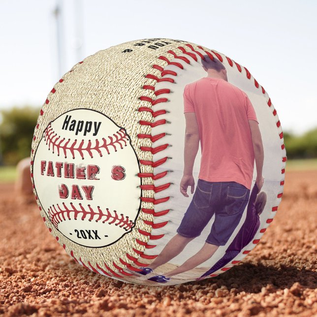 Rustic Happy Father`s Day 2 Photo Collage  Softball (Creator Uploaded)