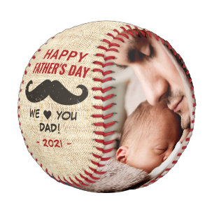 Rustic Happy Father's Day Family Photos Baseball