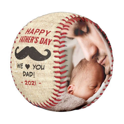 Rustic Happy Fathers Day Family Photos Baseball