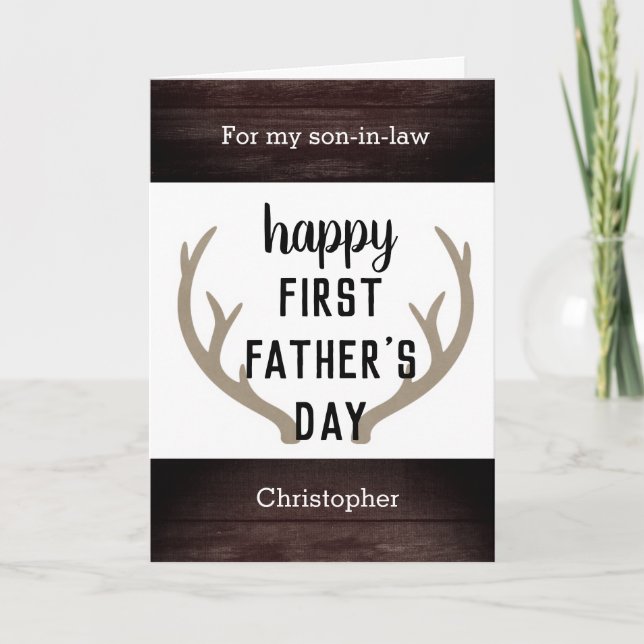 Rustic Happy First Father's Day Son-in-Law Card (Front)
