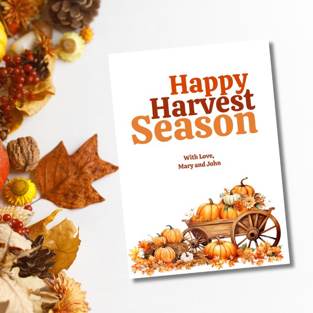 Rustic Happy Harvest Season Pumpkin Greeting Card (Creator Uploaded)
