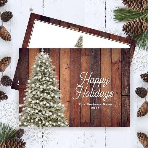 Rustic Happy Holidays Christmas Tree Company Holiday Card