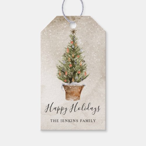 Rustic Happy Holidays Gift Favor Tag