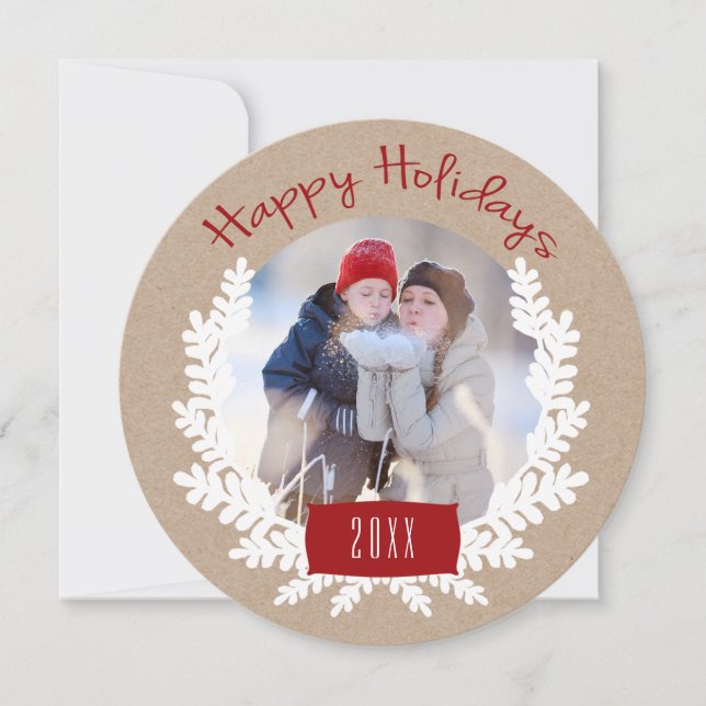 Rustic Happy Holidays | Holiday Photo Card (Front)