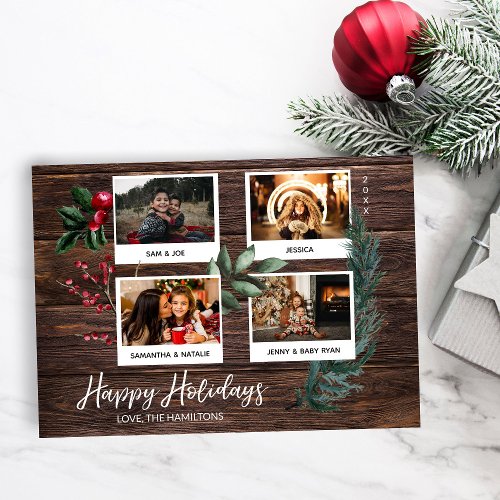 Rustic Happy Holidays_ Instant  4 Multi Photo Invi Invitation