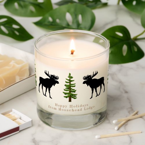 Rustic Happy Holidays Moose Scented Jar Candle