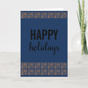 Rustic Happy Holidays Pine Cone Blue Blank Card
