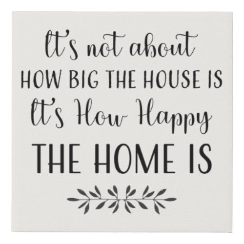 Rustic Happy Home Quote Farmhouse Faux Canvas Print