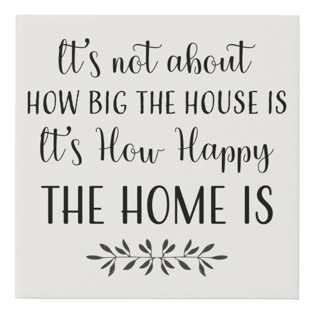 Rustic Happy Home Quote Farmhouse Faux Canvas Print (Front)