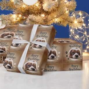 Rustic Happy Howlidays Dog Photo Christmas Holiday Wrapping Paper