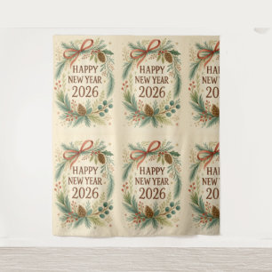 rustic happy new year 2026 party backdrop