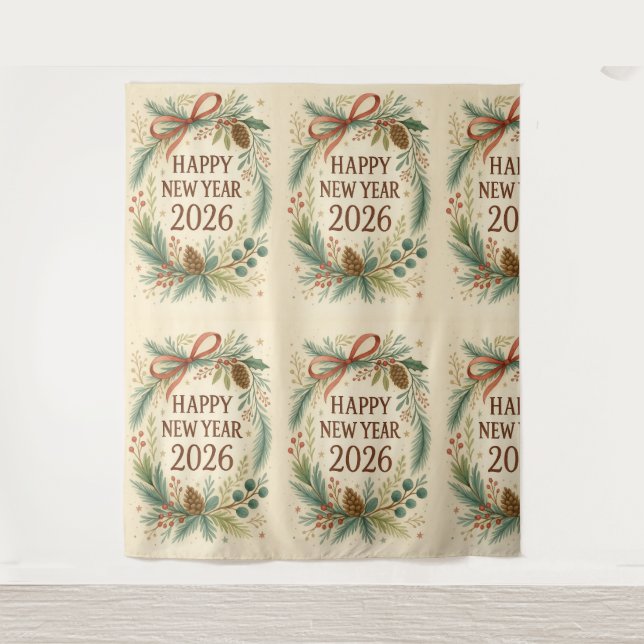 rustic happy new year 2026 party backdrop (Front)