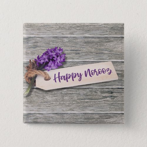 Rustic Happy Norooz Hyacinth _ Button