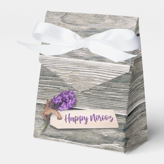 Rustic Happy Norooz Hyacinth - Favor Box Tent (Front Side)