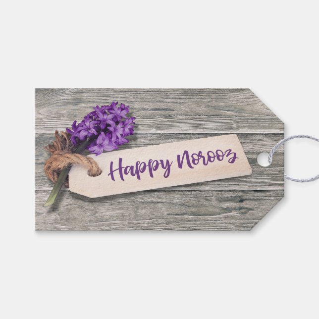 Rustic Happy Norooz Hyacinth - Gift Tag (Front (Horizontal))