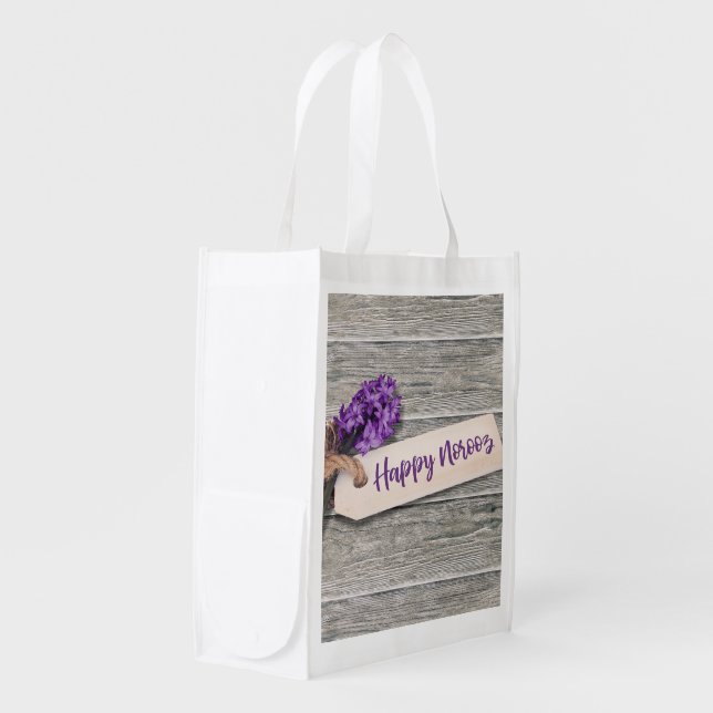 Rustic Happy Norooz Hyacinth - Reusable Bag (Front Side)