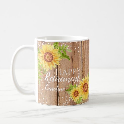 Rustic Happy Retirement Floral Mug