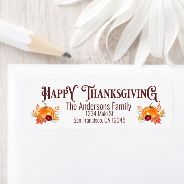 Rustic Happy Thanksgiving fall pumpkin Label (Insitu)